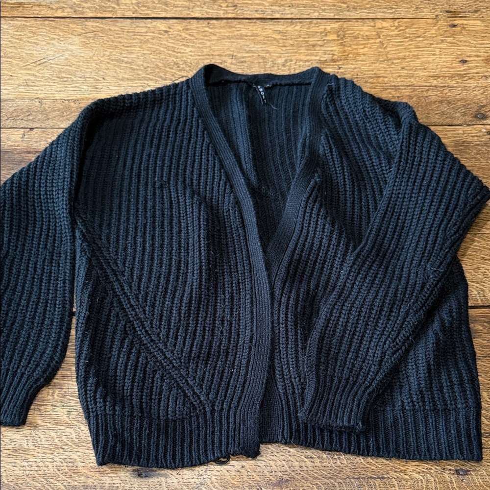 Poof! Textured Black Women's Cardigan